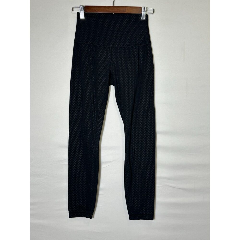 Lululemon  Athletica Women's Black Embossed Align Leggings Size 4 Mid Rise